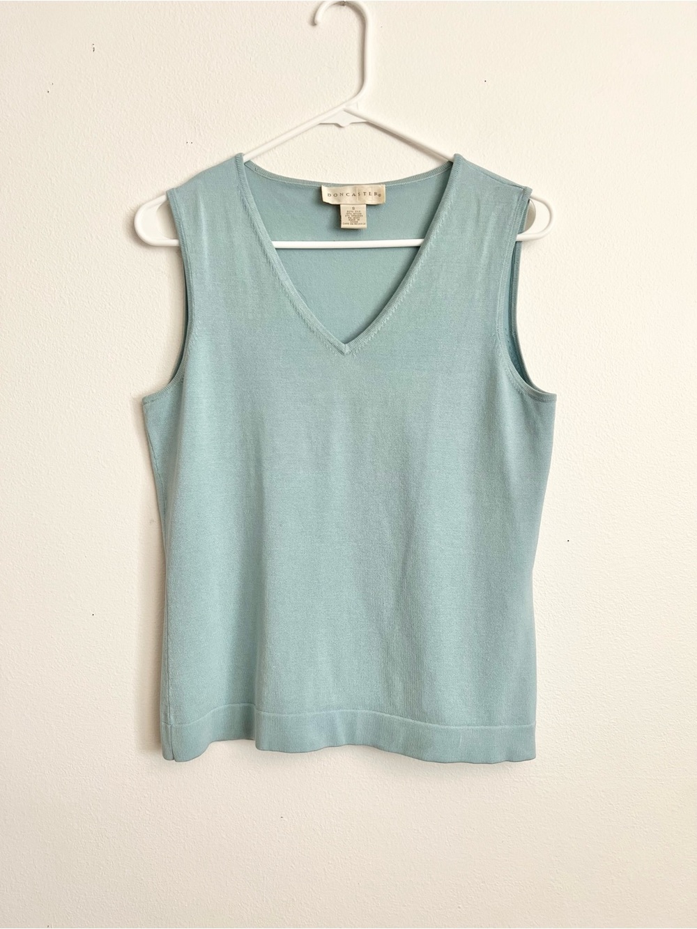 Vintage Y2K Doncaster Light Blue Silk Blend Vneck Sweater Tank Top Quiet Luxury